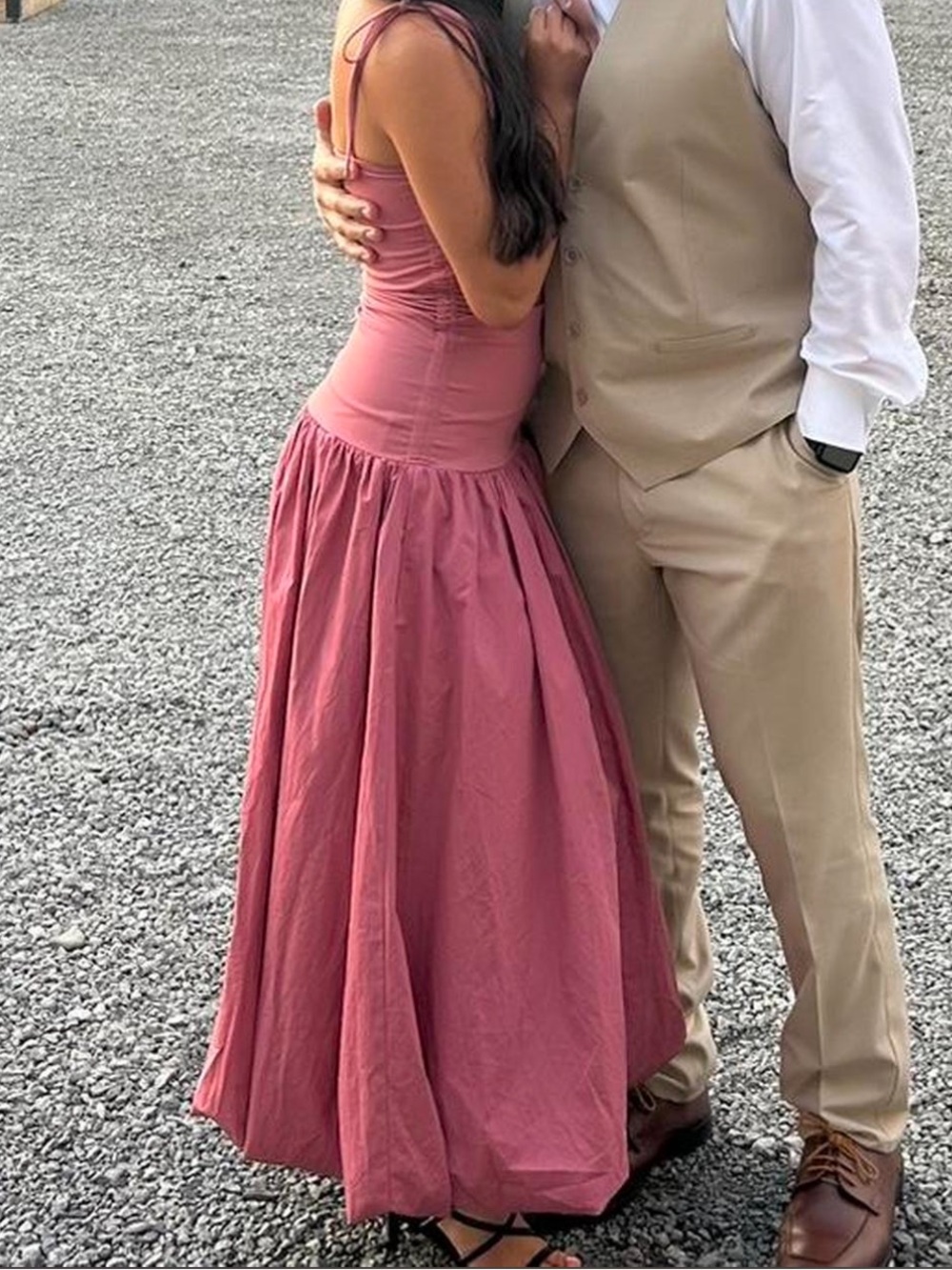Anthropologie mauve bubble dress with side ruching.
